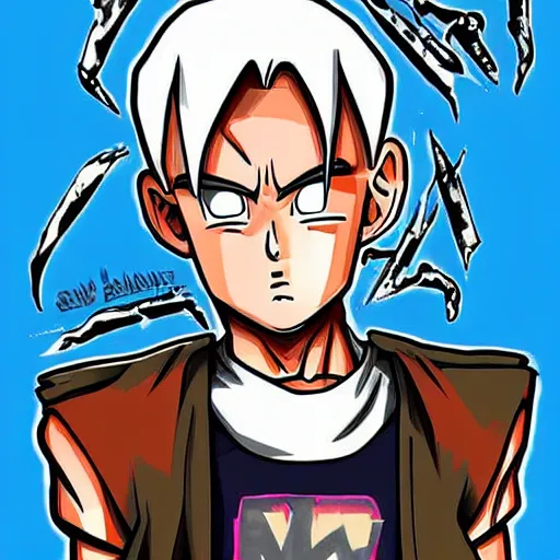 Prompt: eminem drawn in the style of dragon ball z