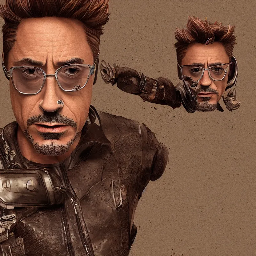 Image similar to brownies depicting robert downey jr., very detailed texture, realistic shaded lighting, studio quality, digital art, dynamic background, unreal engine 5 rendered, octane rendered, pinnacle studio, naturel, trending on artstation, art style by ian sprigger