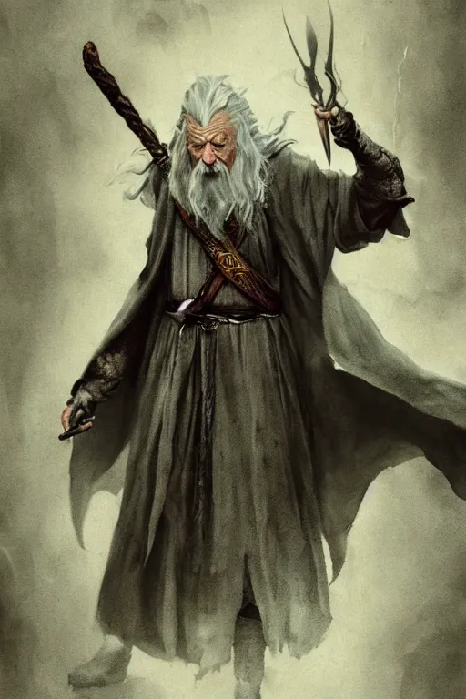 Image similar to gandalf the grey, sorcerer, lord of the rings, tattoo, decorated ornaments by carl spitzweg, ismail inceoglu, vdragan bibin, hans thoma, greg rutkowski, alexandros pyromallis, perfect face, fine details, realistic shaded