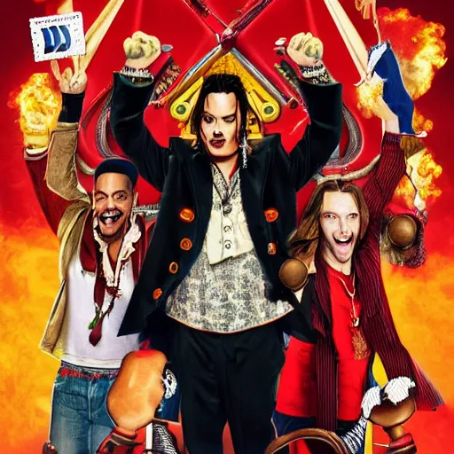 Prompt: movie poster for a comedy movie starring Johnny Depp and Will Smith