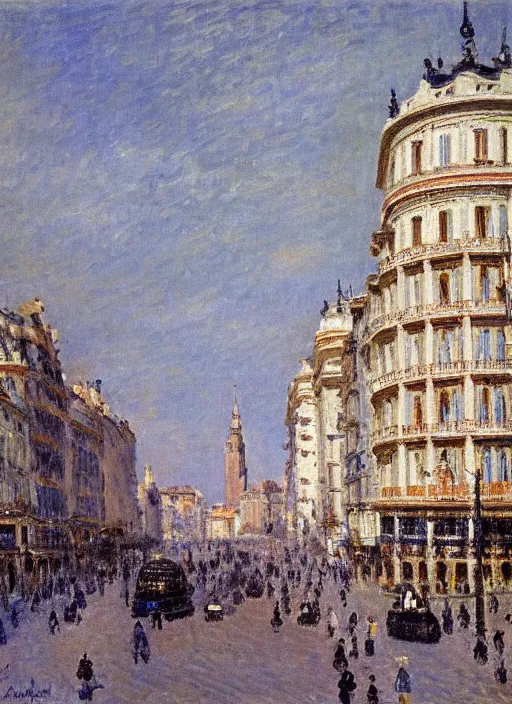 Image similar to Gran via de Madrid painted by Alfred Sisley