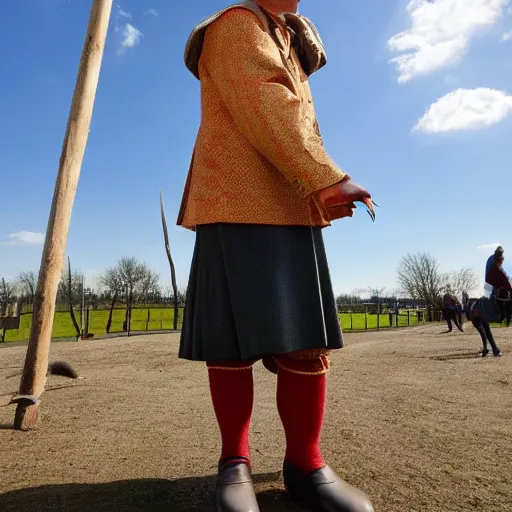 Image similar to traditional dutch man wearing cloggs 10 meters tall