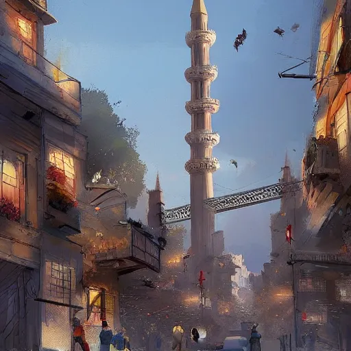 Image similar to a scene from istanbul, concept art by guillermo martinez, artstation,