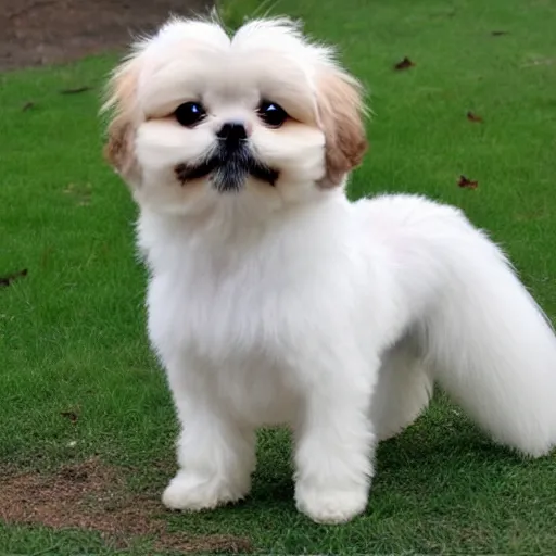 Image similar to shih tzu, pomeranian poodle mix white fluffy dog