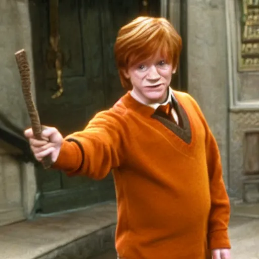 Image similar to Robin Williams playing Ron Weasley in Harry Potter, screenshot