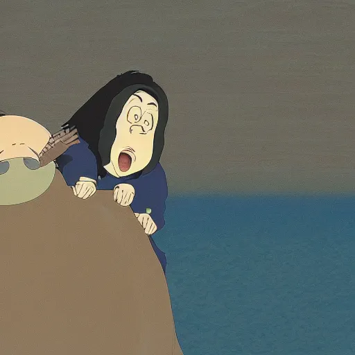 Image similar to a screenshot of Danny Devito in Spirited Away (2001), Miyazaki, Studio Ghibli