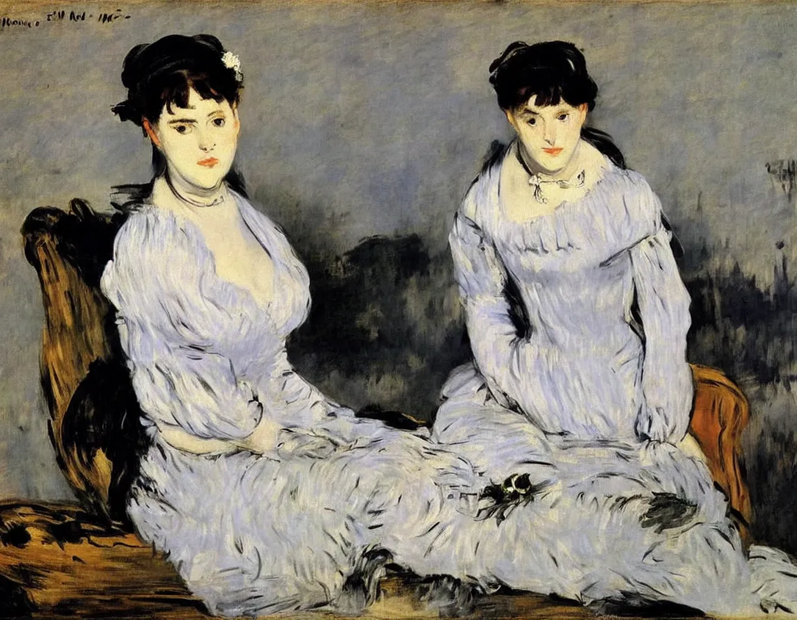 Image similar to edouard manet. marie is alone.