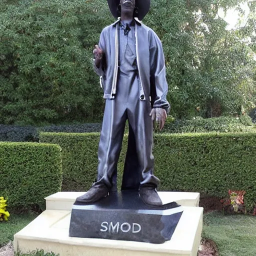 Image similar to snoop dogg statue made out of granite