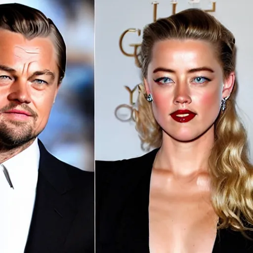 Image similar to leonardo wilhelm dicaprio and amber heard mix