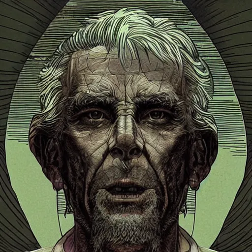 Prompt: “portrait of an old man. High quality sci fi illustration. Mœbius. Gruff looking. Grease. Mechanic. Masterpiece digital art.”