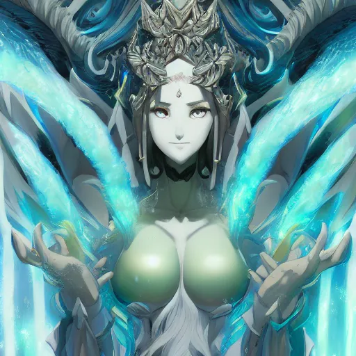 Prompt: Portrait of Tiamat The Primordial Mother, Anime Fantasy Illustration by Tomoyuki Yamasaki, Kyoto Studio, Madhouse, Ufotable, trending on artstation