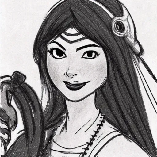 Image similar to milt kahl sketch of victoria justice as princess padme from star wars