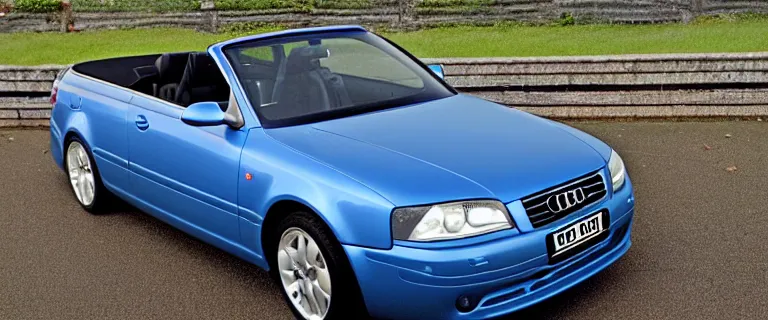 Image similar to Denim Blue Audi A4 B6 Avant Convertible (2002), soft top roof raised, created by Barclay Shaw