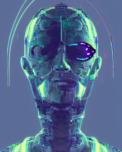 Image similar to a glitch art character portrait of cyborg wizard / hacker trending on artstation deviantart pinterest detailed realistic hd 8 k high resolution