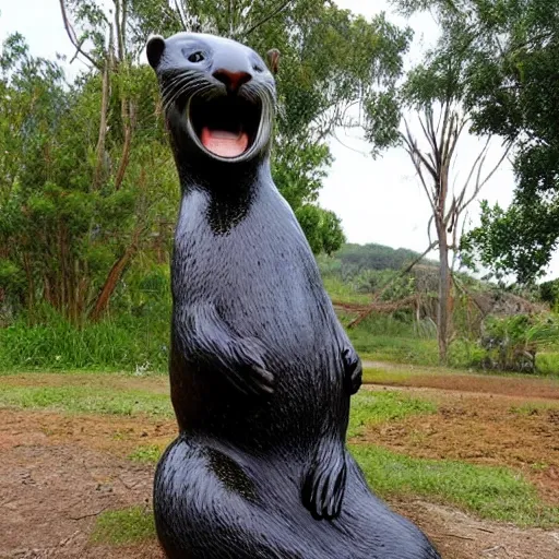 Prompt: a massive roadside otter statue, in the style of an Australian giant roadside attraction