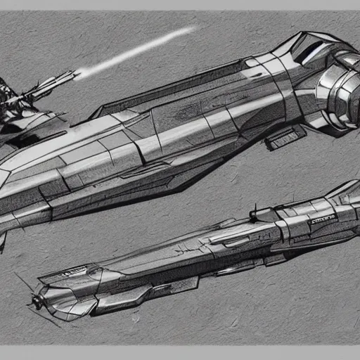 Image similar to sketches of fighting spaceship, full page, technical, detailed