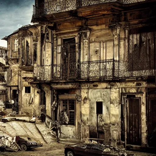 Prompt: baroque slums