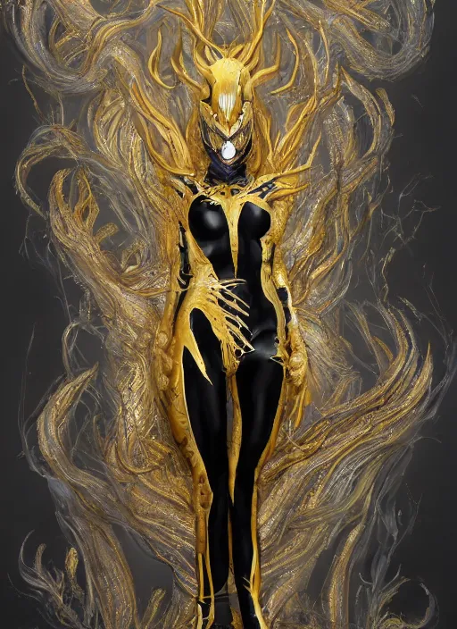 Prompt: female white and gold venom, naturel, hyper detailed, digital art, trending in artstation, cinematic lighting, studio quality, smooth render, unreal engine 5 rendered, octane rendered, art style by klimt and nixeu and ian sprigger and wlop and krenz cushart