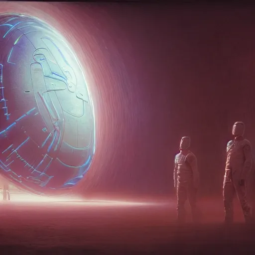 Prompt: cinematic still of tom cruise, timemachine!!, neon, they are watching, RGB, glowing wires everywhere, pristine, by Edgar Maxence and Ross Tran, Zdzisław Beksiński, and Michael Whelan, distant, gustav dore, H.R. Giger, 8k, octane render, closeup