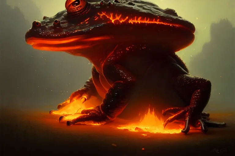 Image similar to fire toad, photorealistic, trending on artstation, by bayard wu, anna podedworna, gaston bussiere, greg rutkowski