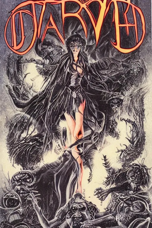 Image similar to detailed artwork for dark witch, 1 9 8 0 s