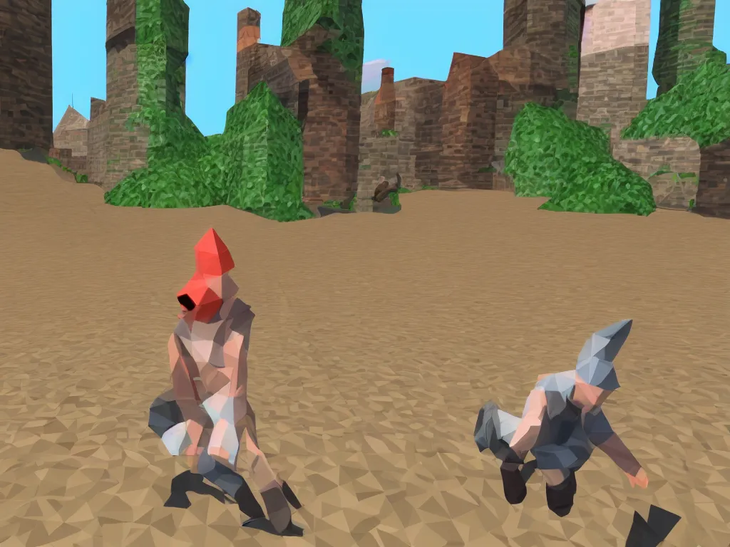 Image similar to Gummo as a third person PS1 game, low poly