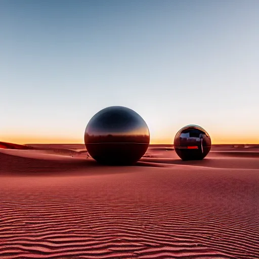 Prompt: robots with large diameter extrusion nozzles printing a massive structure connected to the earth in the australian desert, XF IQ4, 150MP, 50mm, F1.4, ISO 200, 1/160s, dawn