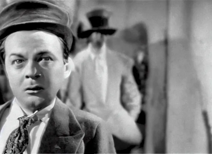 Image similar to a film still of teemo in citizen kane ( 1 9 4 1 ), technicolor