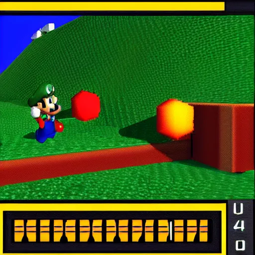 Image similar to in - game crt screenshot of super mario 6 4 for the nintendo 6 4, 4 k, high quality, hyperdetailed