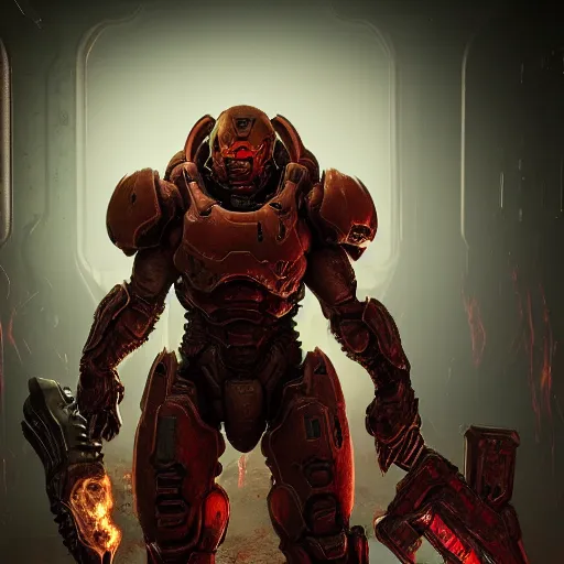 Image similar to doom slayer from doom eternal, photography