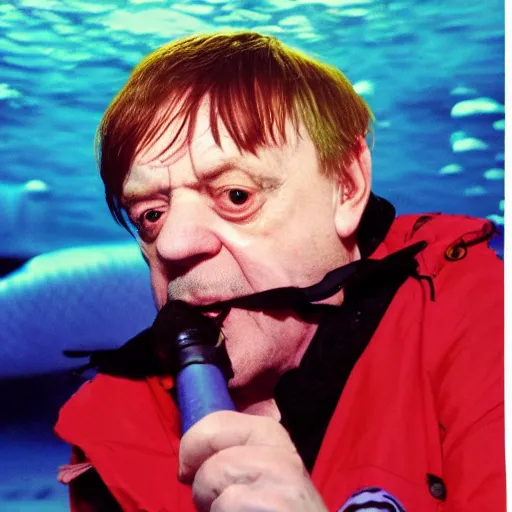 Image similar to mark e smith swimming deep under the ocean, picture taken from submarine, highly detailed, 4 k