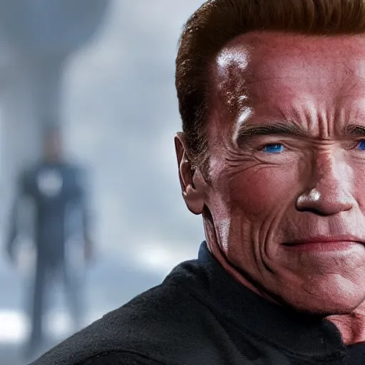 Image similar to Arnold Schwarzenegger playing Captain America on The Avengers