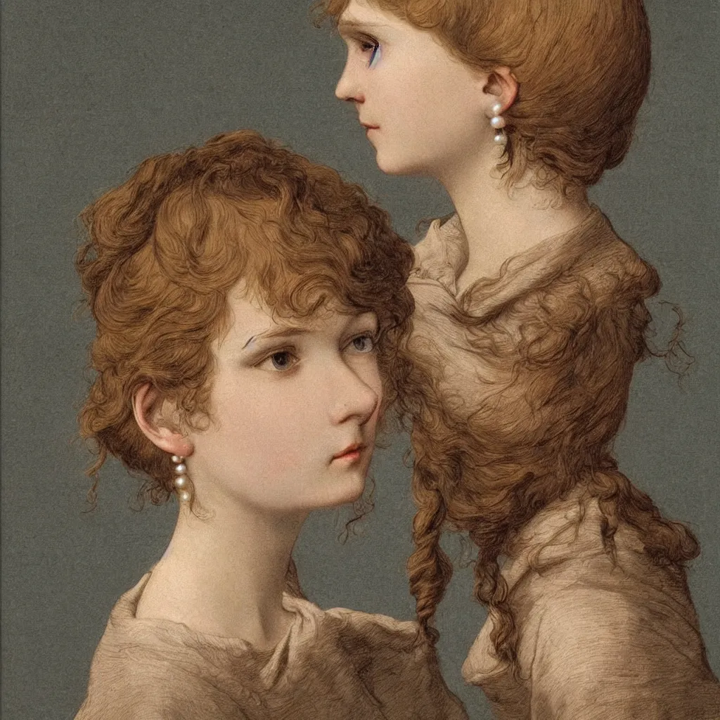 Image similar to girl with a pearl earringl, highly detailed, comicstyle, by caspar david friedrich