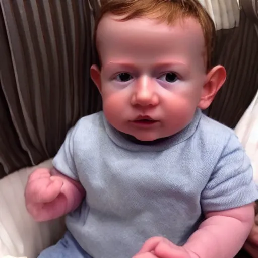 Image similar to a baby that looks exactly like Mark Zuckerberg