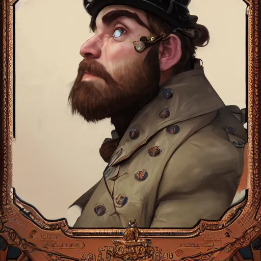 Prompt: portrait painting of a young male steampunk dwarf, highly detailed, digital painting, art by Stanley Lau and Artgerm and magali villeneuve and Alphonse Mucha, artstation, octane render, cgsociety