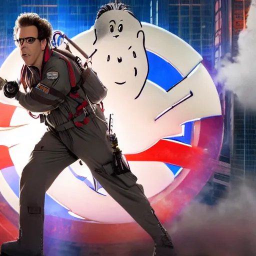 Image similar to Ben Stiller as a Ghostbuster in the movie Ghostbusters movie still 8k hdr
