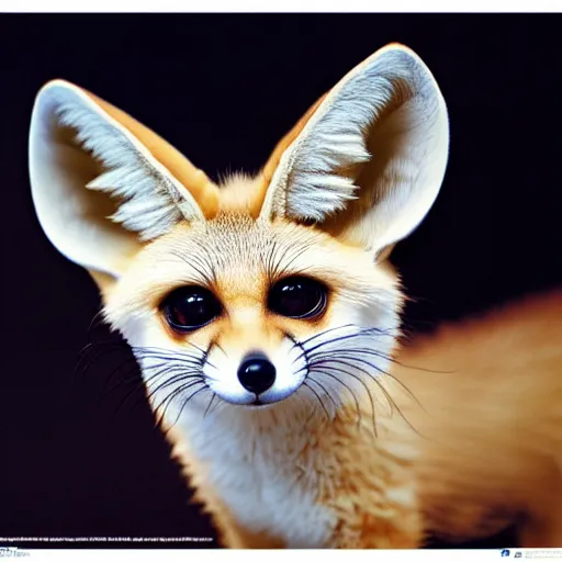 Image similar to a fennec fox with gigantic ears, national geographic photography, highly detailed