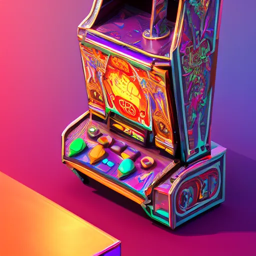 Image similar to arcade cabinet, translucid skin, slik design, colorful chrome:: by beeple and James Gilleard and Justin Gerard :: ornate, dynamic, particulate, intricate, elegant, highly detailed, centered, artstation, smooth, sharp focus, octane render, 3d