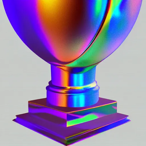 Image similar to A gorgeous render of an iridescent trophy on a white background, Blender