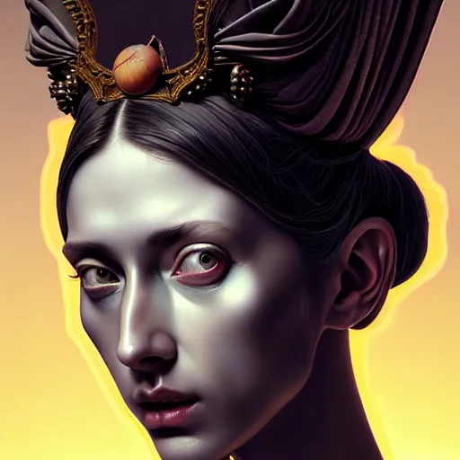 Image similar to Colour Caravaggio style Photography of Beautiful woman with highly detailed 1000 years old face wearing higly detailed sci-fi halo designed by Josan Gonzalez Many details. . In style of Josan Gonzalez and Mike Winkelmann andgreg rutkowski and alphonse muchaand Caspar David Friedrich and Stephen Hickman and James Gurney and Hiromasa Ogura. volumetric natural light