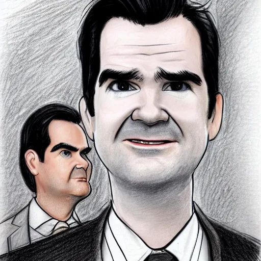 Image similar to close up of jimmy carr paying his tax return, pencil sketch caricature