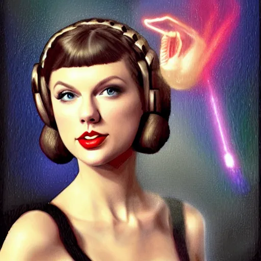 Prompt: taylor swift as princess leia, portrait by fra angelico