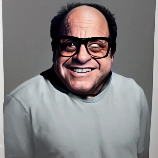 Image similar to 9 foot tall danny devito, realistic photograph