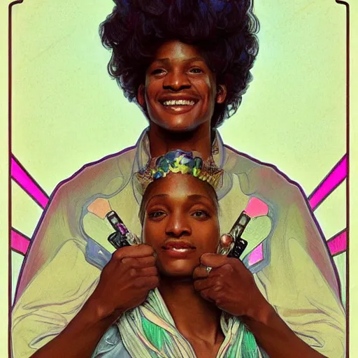 Image similar to amazing lifelike award winning pencil illustration of marsha p. Johnson gay pride trending on art station artgerm Greg rutkowski alphonse mucha cinematic