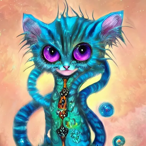 Prompt: cat seahorse shapeshifter, long haired humanoid voidpunk fursona, detailed painterly digital art by wlop, louis wain, lisa frank, furaffinity, cgsociety, trending on deviantart
