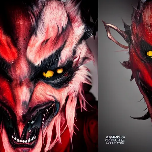 Image similar to a demon inspired by wolfs created by the make up artist hungry, photographed by andrew thomas huang, cinematic, expensive visual effects