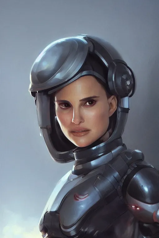 Image similar to hyper realistic painting of natalie portman in an eva plugsuit. hyper detailed face. anime concept art. 4 k. art by greg rutkowski trending on artstation. extremely detailed.