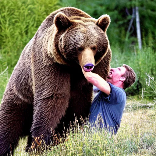 Prompt: timothy treadwell being eaten by a bear