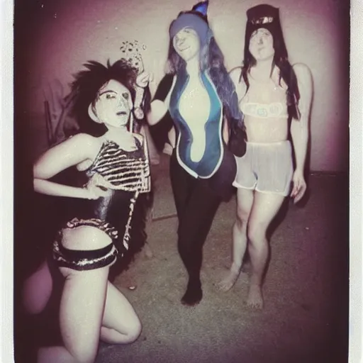 Prompt: underwater costume party polaroid