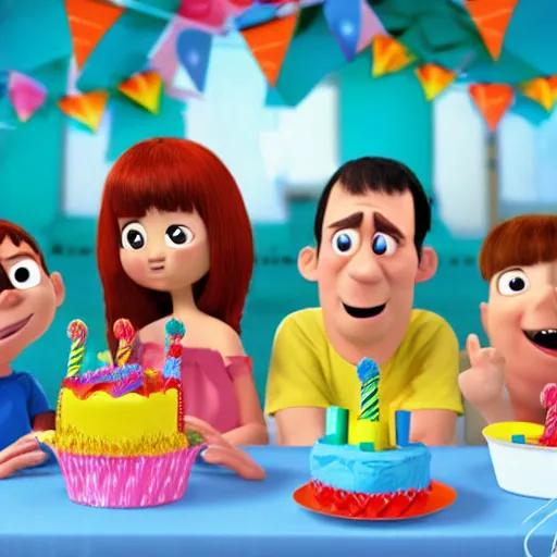 Prompt: the absolute despair of a birthday party, digital cgi, pixar